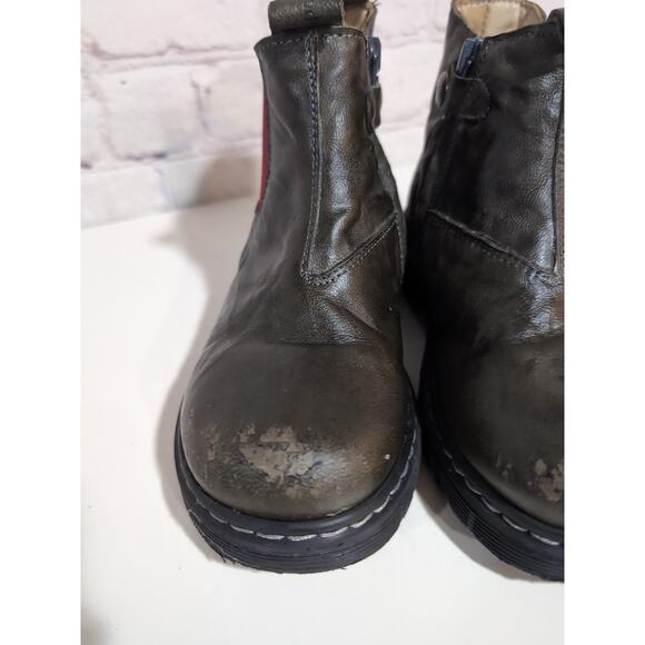 Zecchino d'Oro Kids Chelsea Zip Boots Distressed Olive Green Leather Italy Sz 28 - Picture 6 of 13